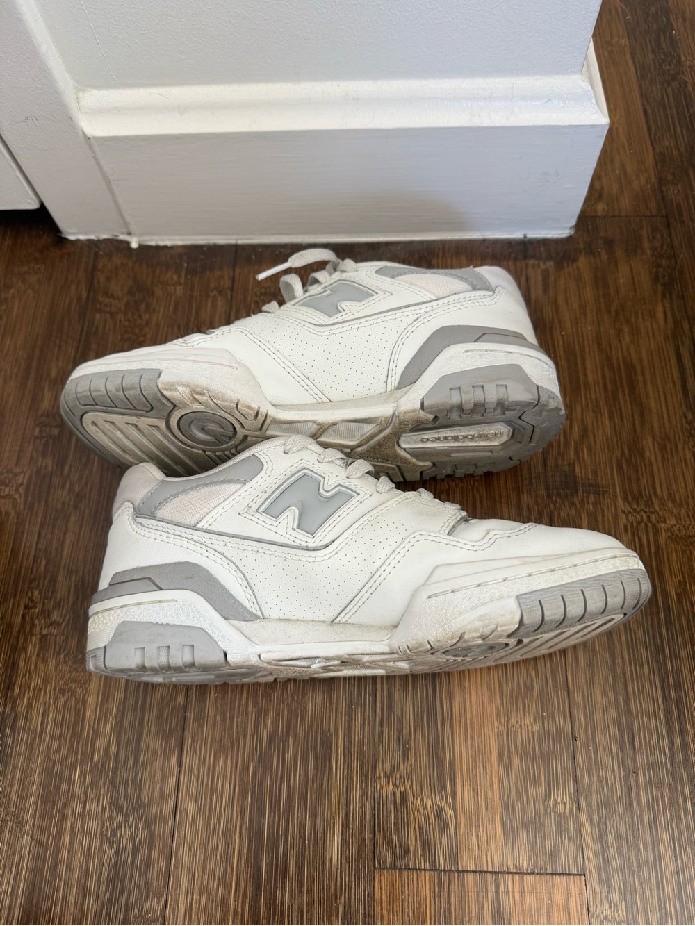 New Balance White and Light Gray 550 Sneakers - Picture 2 of 4